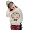 Girls' winter fleece-lined sweatshirt,  new stylish kids' autumn/winter thickened round neck top for little girls