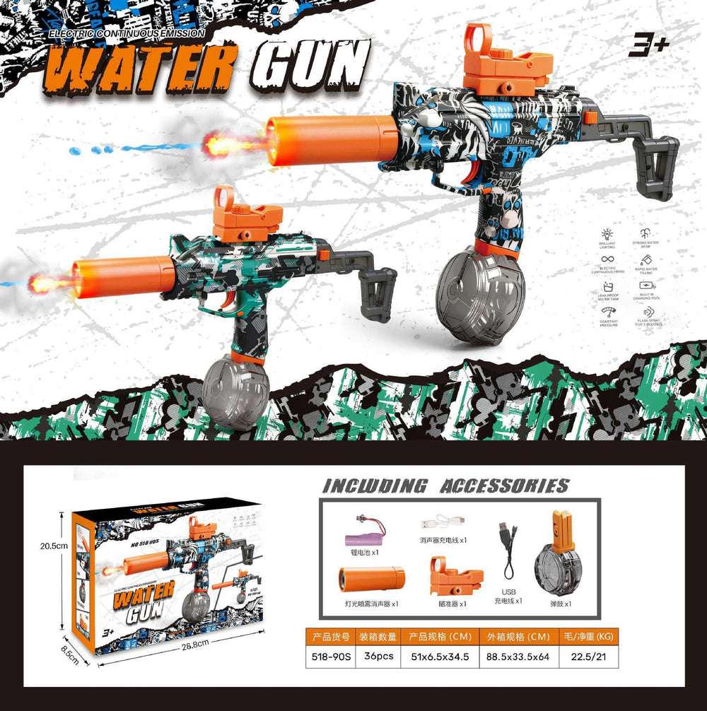 hot-selling uzi kids electric water gun toy large capacity reloading continuous water spray water fight toy wholesale