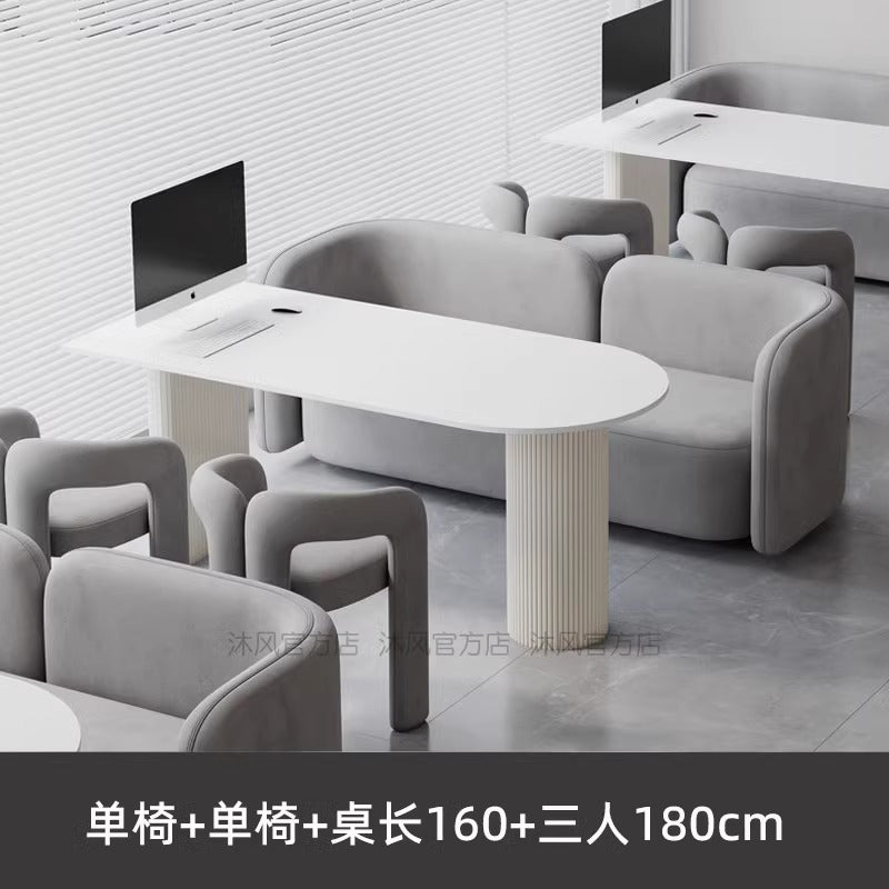 Cream style selection area wedding dress shop rest area order receiving table medical beauty industry negotiation table slate sofa chair combination leather art