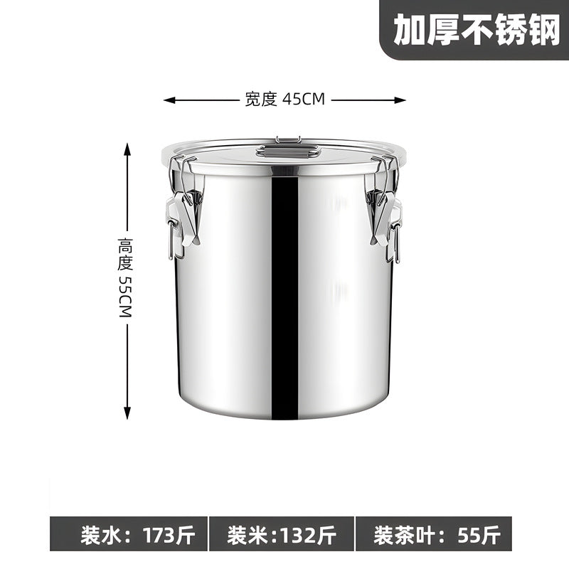 Extra thick sealed barrel 201 stainless steel rice barrel insect-proof and moisture-proof rice barrel for home rice storage barrel soup barrel flour barrel oil tank