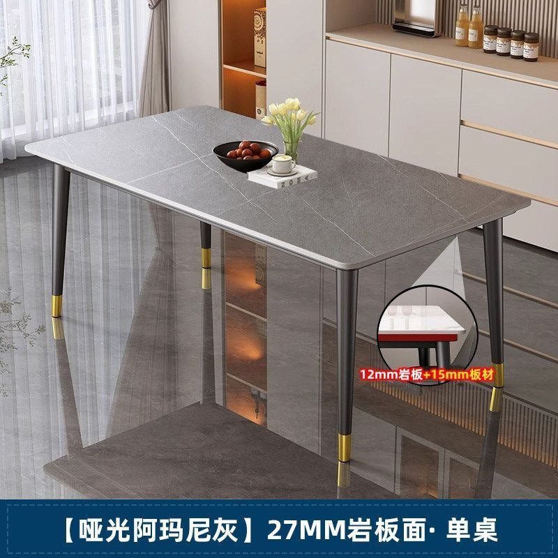 Rock slab dining table and chair combination rectangular for home small apartment medieval style modern casual rental house dining table
