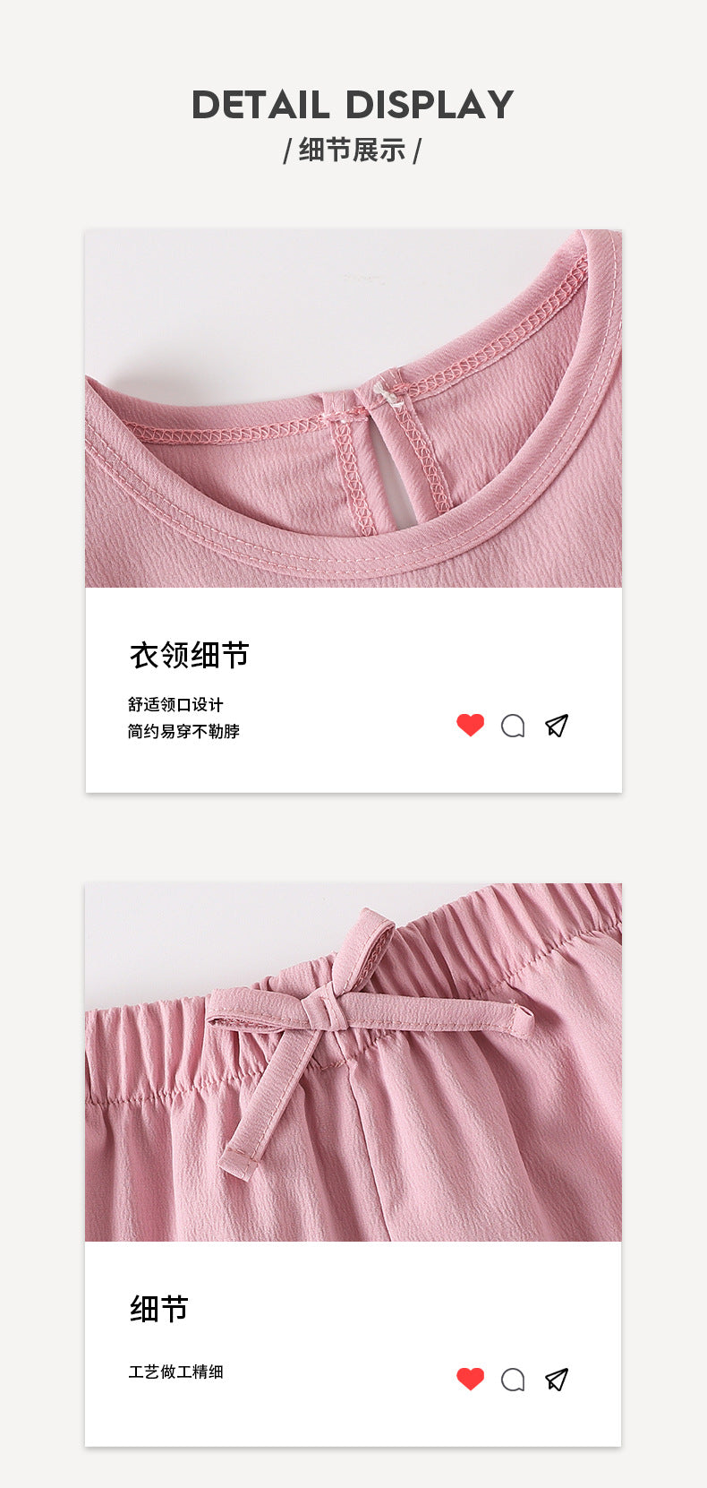 Girls' pink lace trim crewneck sweatshirt and bowknot patchwork pants set - stylish two-piece outfit for spring and autumn