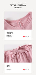 Girls' pink lace trim crewneck sweatshirt and bowknot patchwork pants set - stylish two-piece outfit for spring and autumn