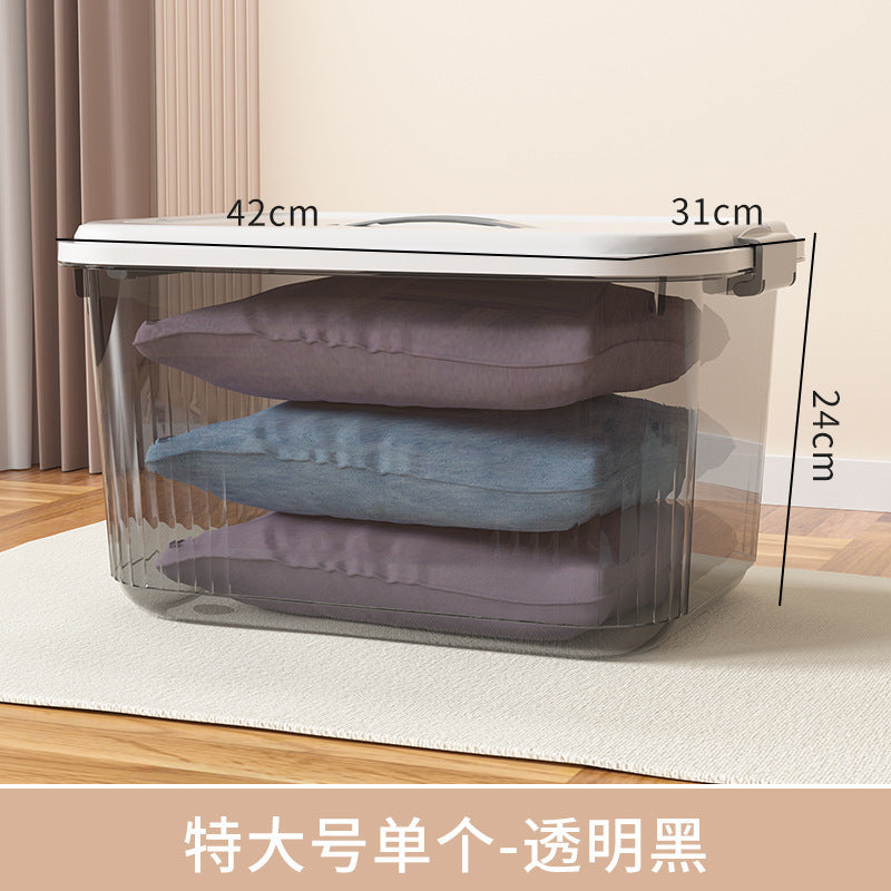 Household acrylic transparent storage box with lid, clothes storage box, household quilt sundries finishing basket wholesale