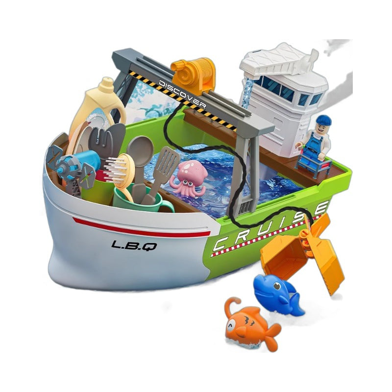 Fishing toys, water play, housekeeping, dishwashing table, educational early education, kids toys, boat, can be stored, birthday gift, june 1st