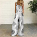 summer cross-border  new european and american fashion digital print loose sleeveless overalls jumpsuit for women
