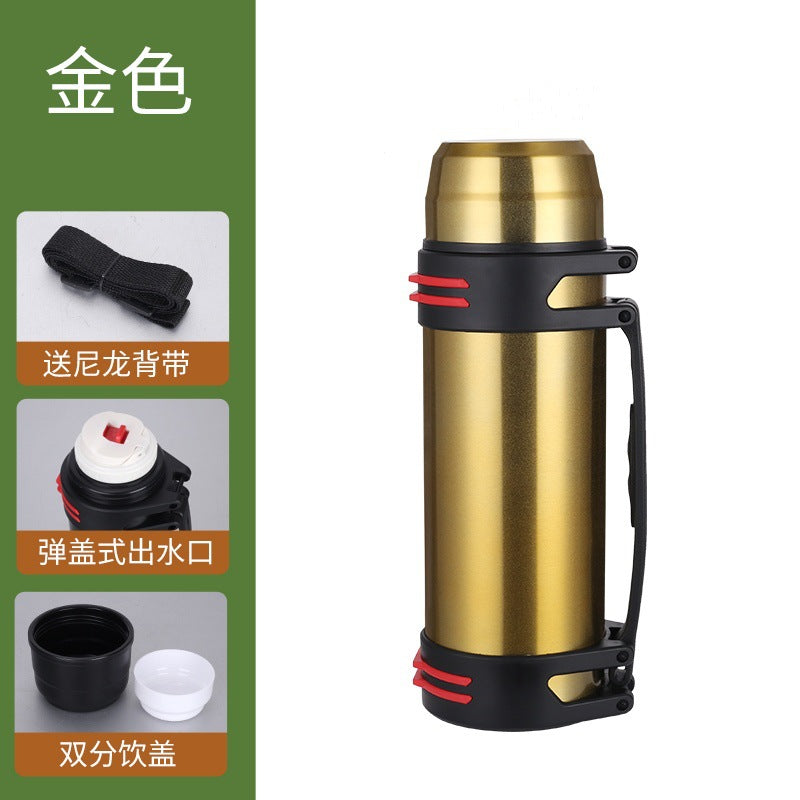 Large capacity stainless steel travel kettle 304 outdoor sports insulated hot and cold water bottle household thermos advertising gift