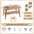 Household outdoor multifunctional solid wood desktop stove foldable storage barbecue grill barbecue stove camping style stove tea table