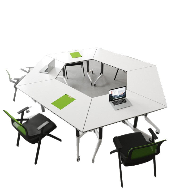 Desk trapezoidal foldable training table and chair combination patchwork bench conference table training room desk movable classroom