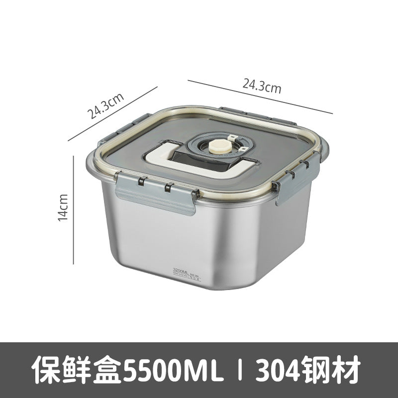 Cross-border fresh-keeping box sealed dumpling box 304 stainless steel sub-packaging refrigerator storage freezing box handle lunch box wholesale