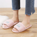 Fuzzy slippers women's 2024 spring new korean style flat crown one-strap warm home & outdoor cotton slippers
