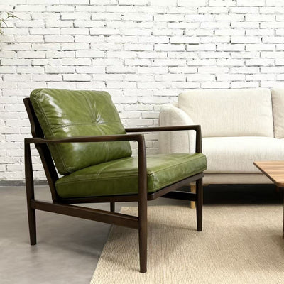 Solid wood chair leather sofa chair retro single hank chair ash wood back chair furniture medieval style cross-border seat