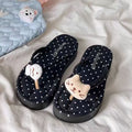Korean style summer polka dot hot-selling women's casual comfortable cartoon soft sole beach thick sole flip-flops