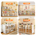 Modular grid storage cabinet - freestanding or wall-mounted, steel bookcase for home, kids' picture books, minimalist storage