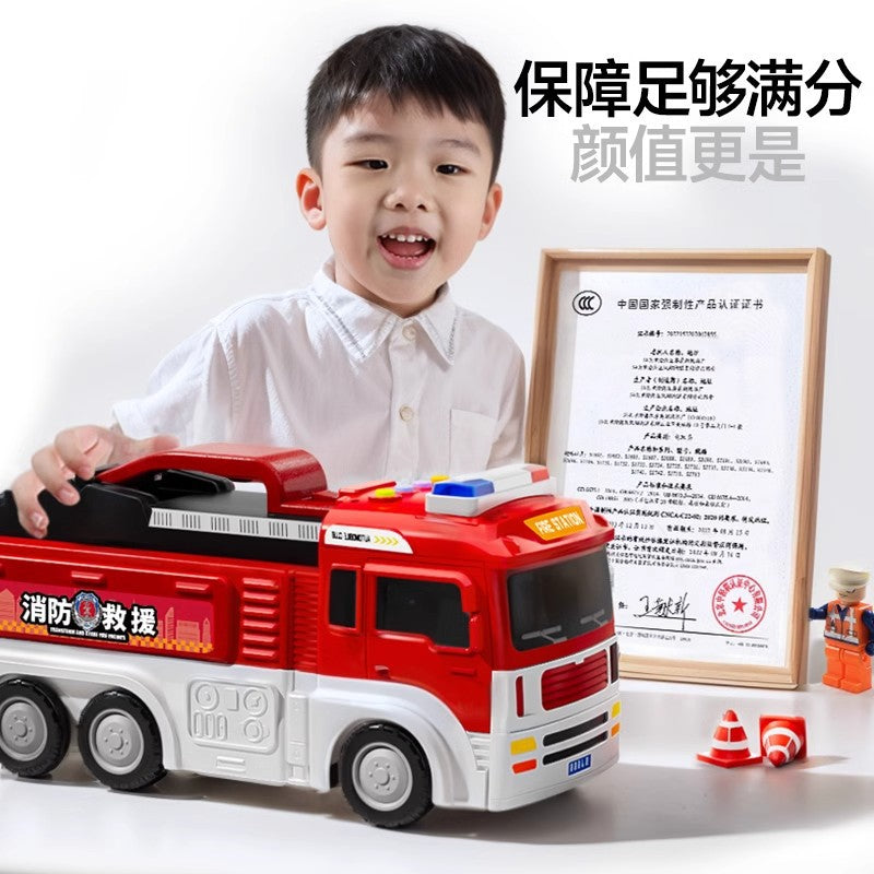 New transforming police & fire truck toy - large size police car for boys - kids' construction vehicle with track model set