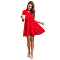 Ins popular style  cross-border women's clothing european and american small v neckcasualloose large skirt short-sleeved vacation red dress