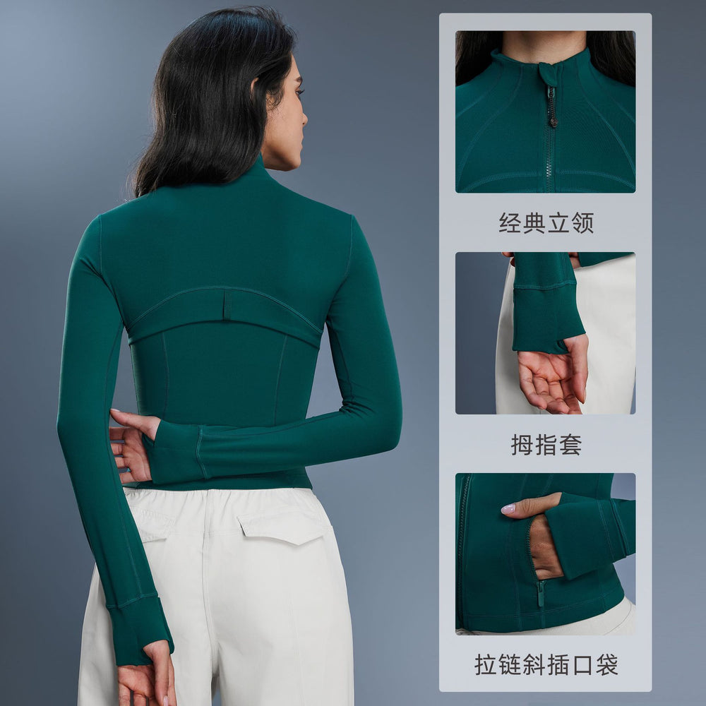 Short stand collar yoga jacket women's slim fit workout outfit outdoor running sports cardigan daw177