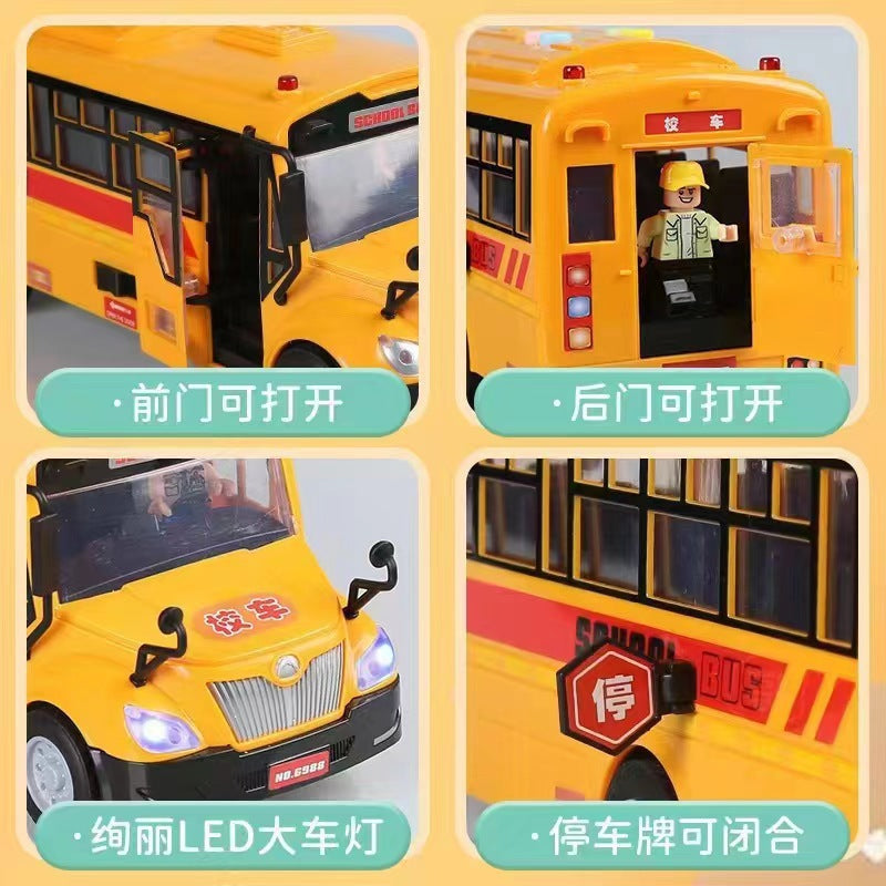 simulation engineering vehicle series multi-functional school bus mixer truck kids early education educational toy car model gift