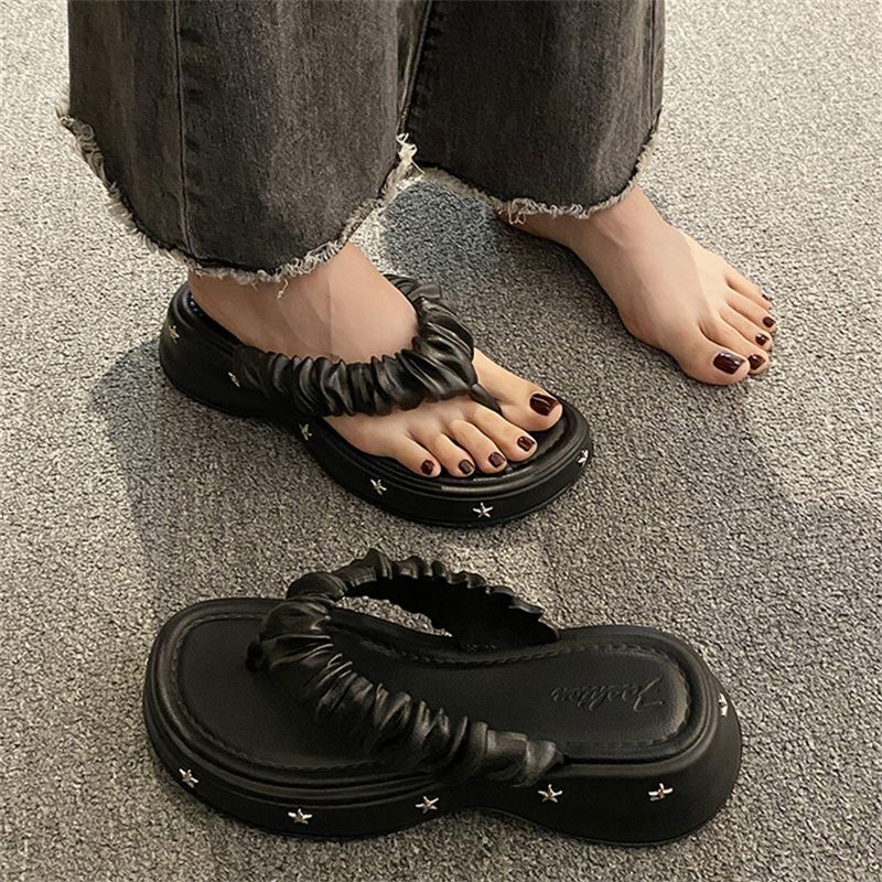 Y2 star flip-flops women's outerwear summer thick sole non-slip heightened flip-flops women's 2024new arrivaleasiest for matchfashion slippers
