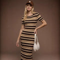 Korean style striped square neck midi dress - slimming, elegant, new summer  collection