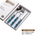 Bamboo handle stainless steel fork spoon tableware suit creative acrylic bamboo handle western food knife fork spoon dessert spoon