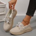 export plus size casual flats for women,  spring/autumn new collection, round toe chunky sole low-cut lace-up flat casual shoes