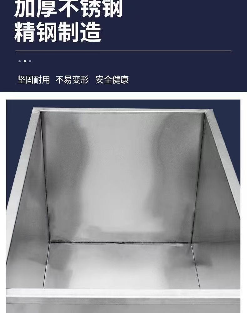 Stainless steel square storage box movable water storage tank industrial water storage bucket trolley stewing bucket soaking pool