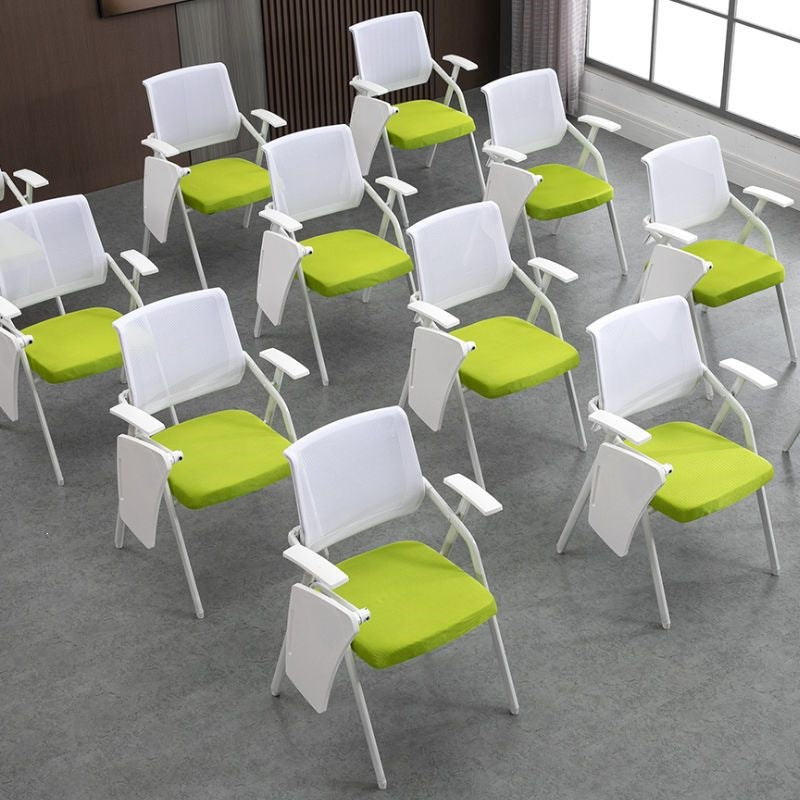 High-end training chair with tabletop, foldable with writing board, white office conference room desk and chair combo, conference chair