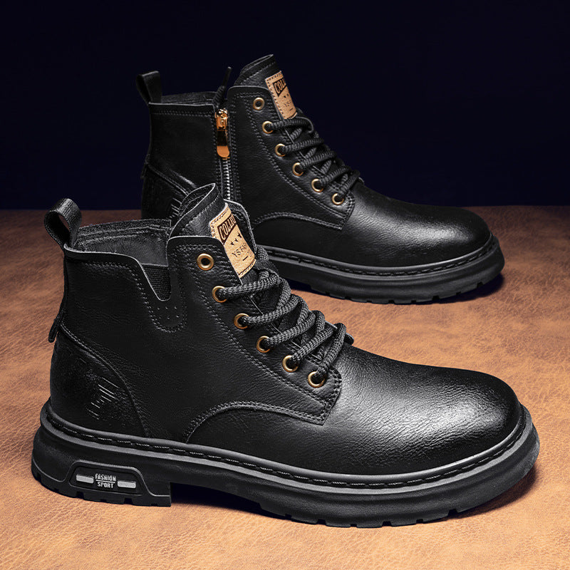 Men's 2025 autumn/winter new collection: fleece-lined, extra-thick martin boots - vintage, versatile, casual workwear, british style ankle boots