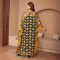 Plus size ethnic style lace embroidered batwing maxi dress african women's two-piece set - high quality