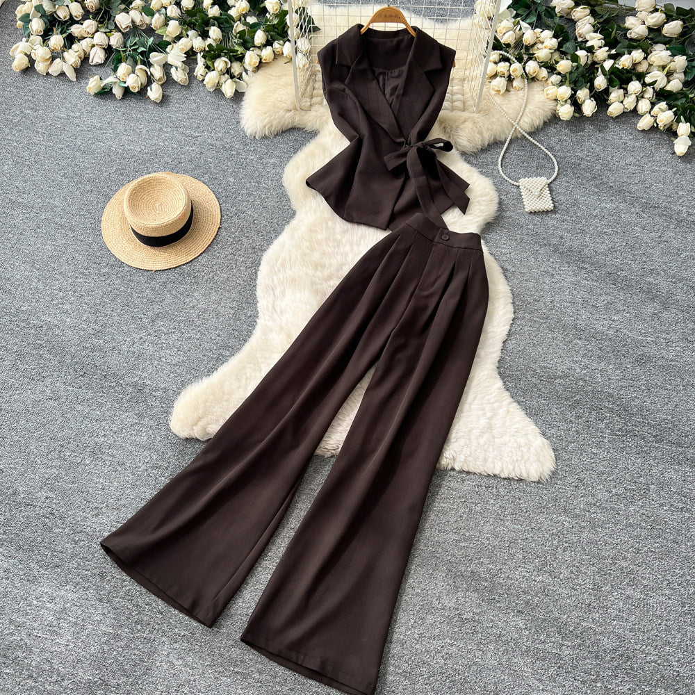 Lightly mature elegance style classy sense of binding two-piece set women's summernew arrivalwork clothing suit collar loose pantseasiest for matchsuit