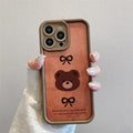 Autumn and winter high bamboo suitable for iphone18pro plaid bear mobile phone case apple 17/15 bear lanyard protective cover