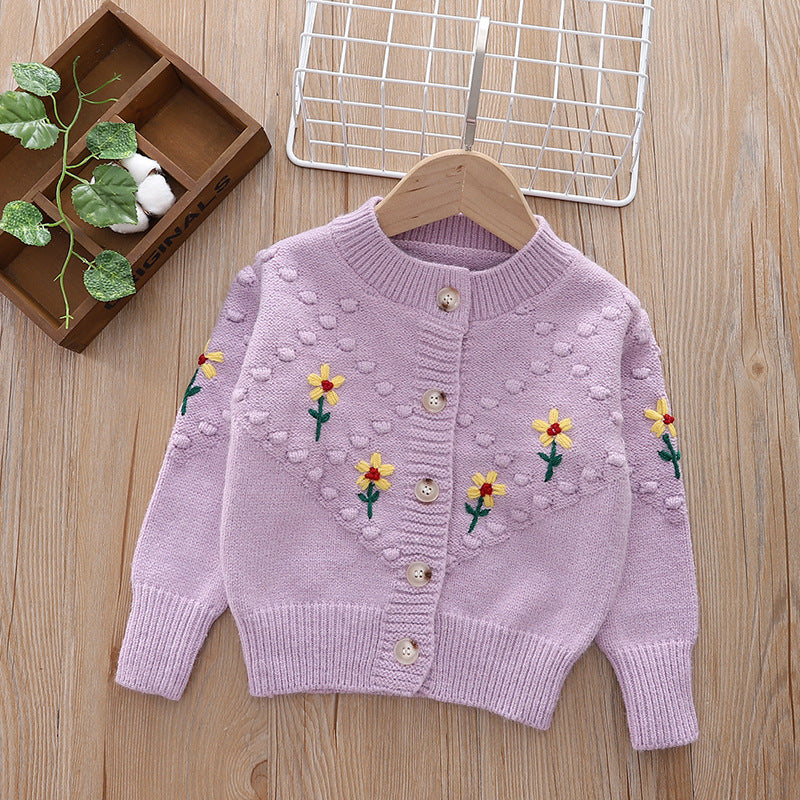 Girls' cardigan sweater -  autumn/winter versatile outerwear - baby girl knitwear - toddler & little girl knitted sweater top