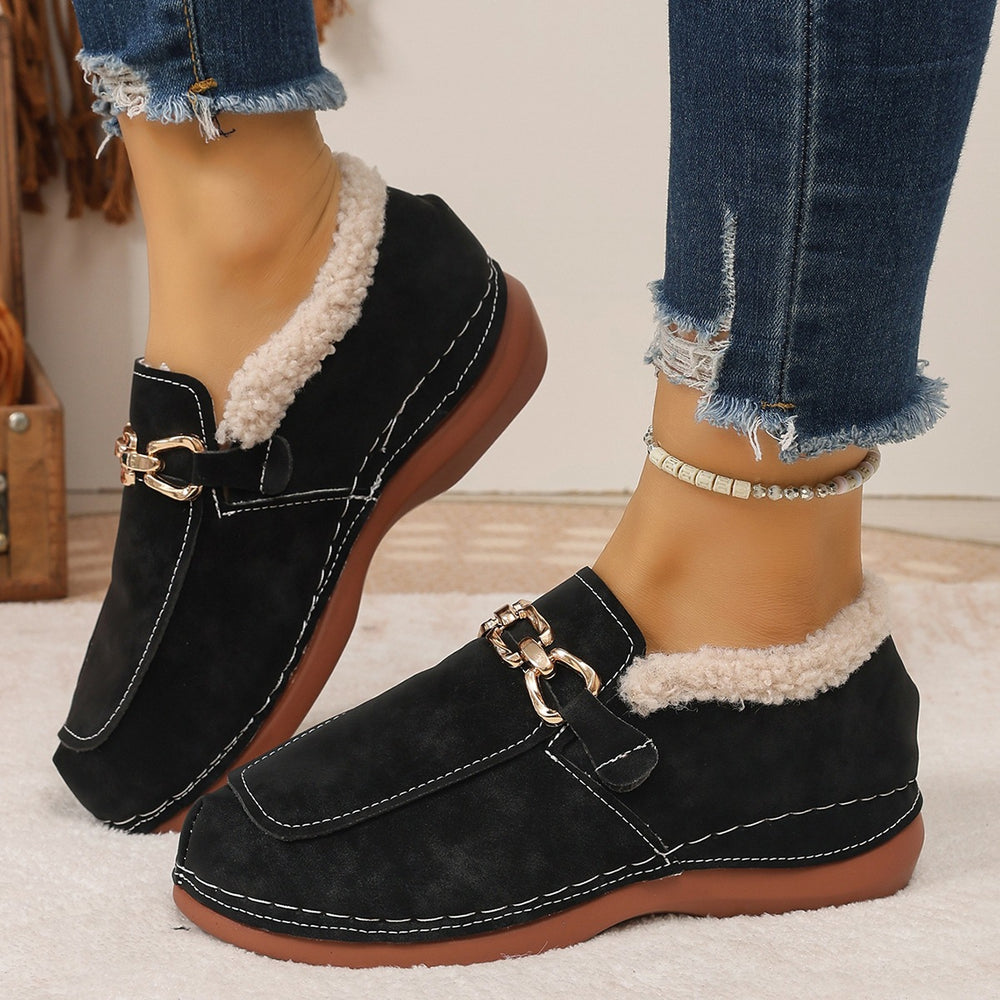 Export woolen shoes for women fall and winternew arrivalfleece-linedthickenedeasiest for match soft bottom casual slip-on small fragrant bean cotton shoes
