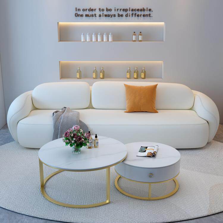 Cream style cat scratching leather sofa for home small apartment beauty salon clothing store reception negotiation rest area modern casual