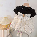 Girls' summer dress : korean style, trendy new arrival, chic infant and toddler dress with flutter sleeves, polka dot print, and round neck