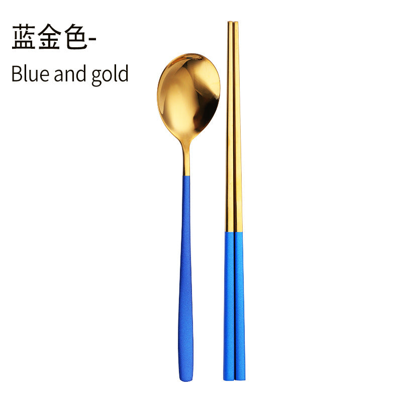 Daoqi 304 stainless steel portable tableware high value gift box spoon chopsticks two-piece set creative simple Korean tableware