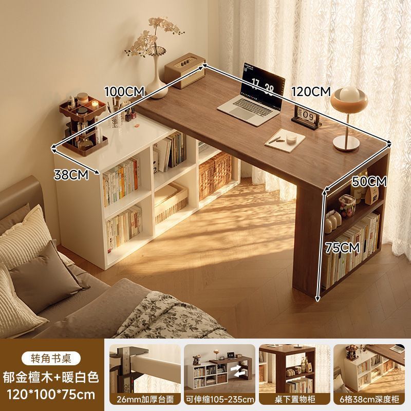 Corner desk bookshelf bookcase all-in-one table bedroom home extendable vanity corner computer desk office desk