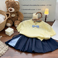 Girls' summer outfit  new style baby chic knitted short sleeve kids fashion pleated skirt two-piece set - in stock