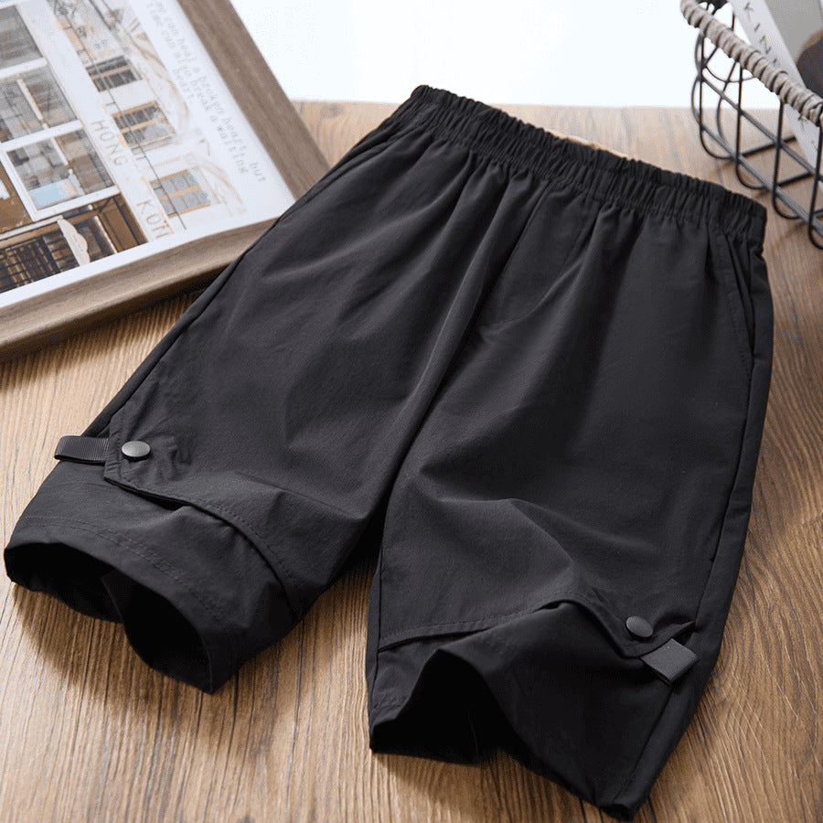 【quick-dry high-stretch shorts】kids' lightweight quick-dry shorts, stretch cargo shorts for mid-to-large children, perfect for summer outdoor wear