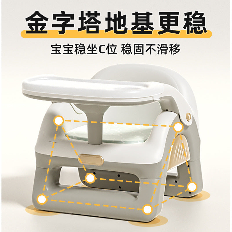 Baby multifunctional high chair - squeaky toy, home use plastic backrest seat, kids dining table stool - sturdy and stable