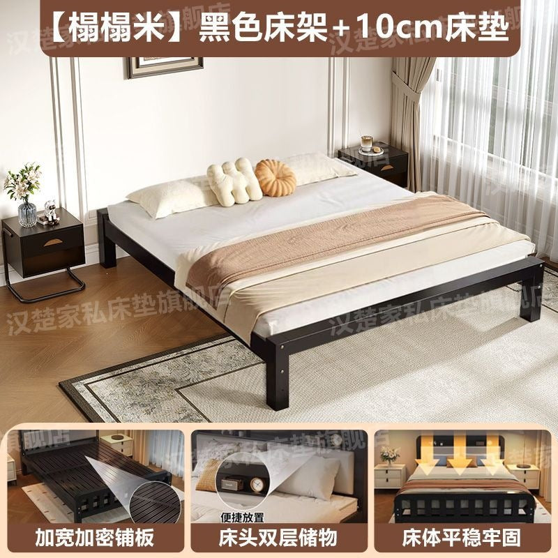 Extra thick iron frame bed carbon steel bed rental house assembled iron bed bold dormitory iron bed bedroom simple bed big sale