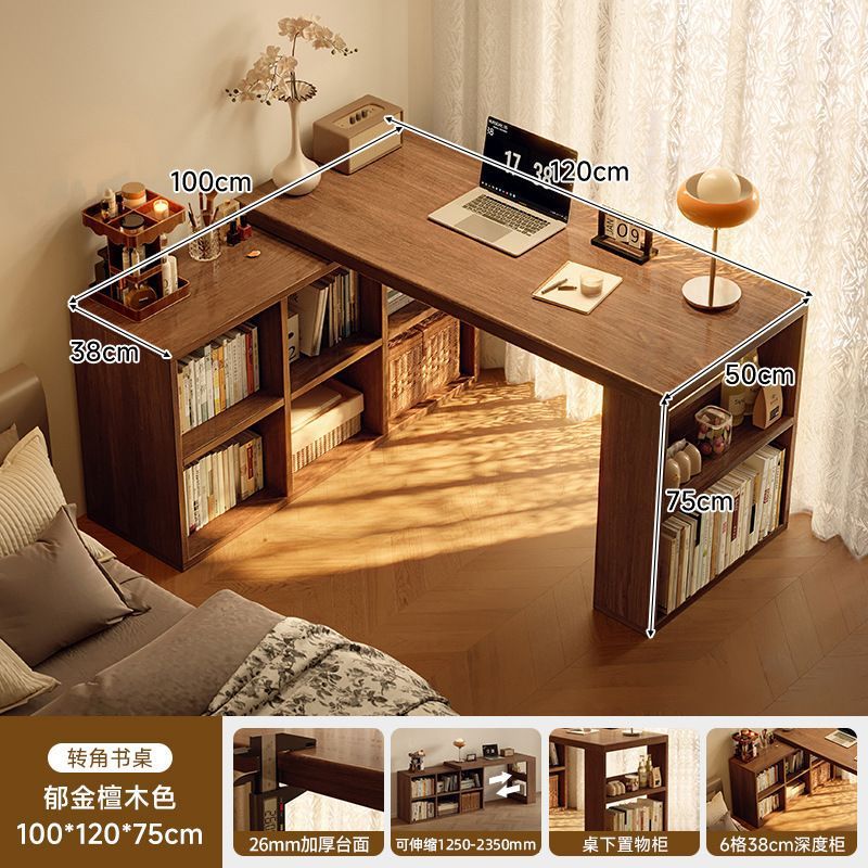 Corner desk bookshelf bookcase all-in-one table bedroom home extendable vanity corner computer desk office desk