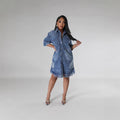 Amazon independent station  cross-border women's clothing new arrival denim outwear ripped tassel short-sleeved lapel fashion trendy