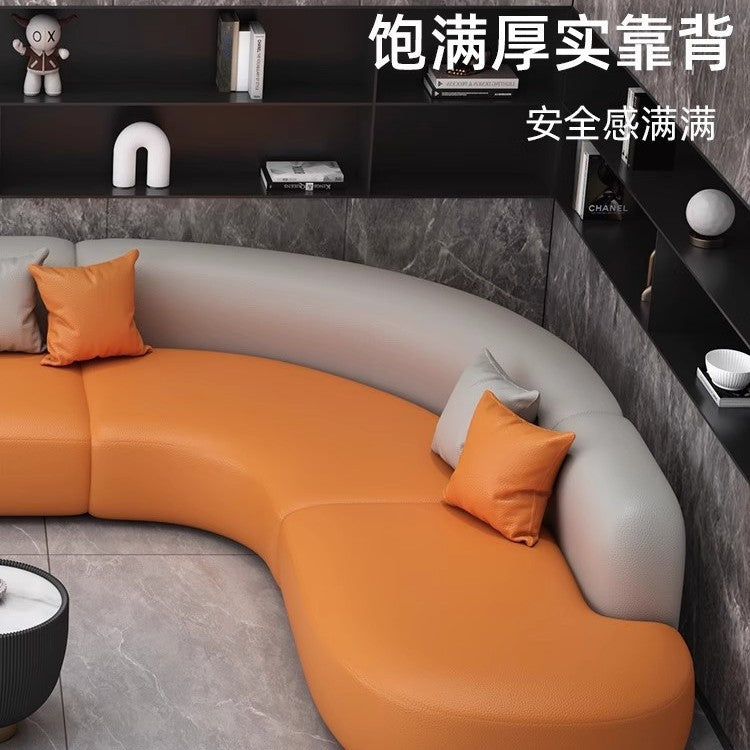 Business negotiation curved sofa hotel lobby office reception area light luxury l-shaped corner sofa