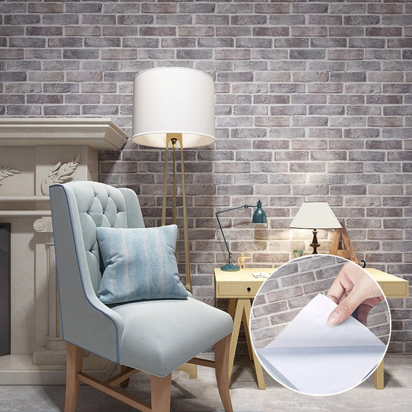 Self-adhesive imitation porcelain brick pattern wallpaper waterproof sticker non-slip thickened pearlescent living room kitchen bathroom bathroom renovation