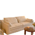 Casual cotton and linen sofa small apartment wabi-sabi style living room fully removable and washable linen cream style three-seater sofa