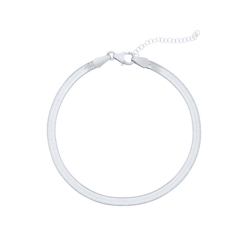 hot-selling popular flat snake anklet european and american fashion simple 3mm flat snake creative trend direct supply fashion versatile