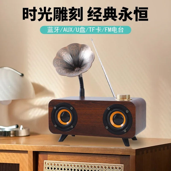 Retro bluetooth speaker bluetooth speaker high sound quality home speaker bedside high value stereo subwoofer