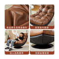 Nordic light luxury single sofa chair - rotatable, designer mid-century modern style genuine leather leisure lazy sofa for living room or balcony